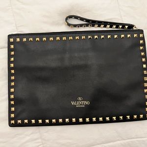 Valentino large leather wristlet clutch